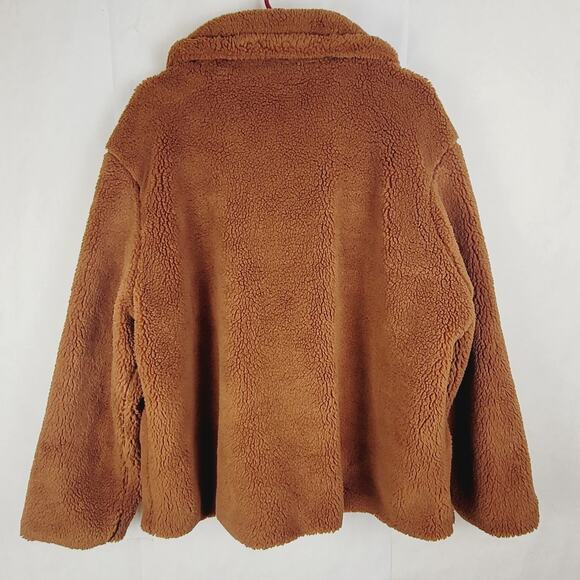 Gap brown sherpa double breasted teddy coat Size XXL Retro Cozycore Cabin - Picture 2 of 9